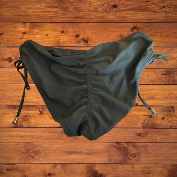 Time and Tru Women's Medium (8-10) Green Bikini Bottom Ruched Back Side Ties - Picture 4 of 4